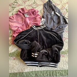 Pink, grey, Black and White Striped Zip-Up Jackets